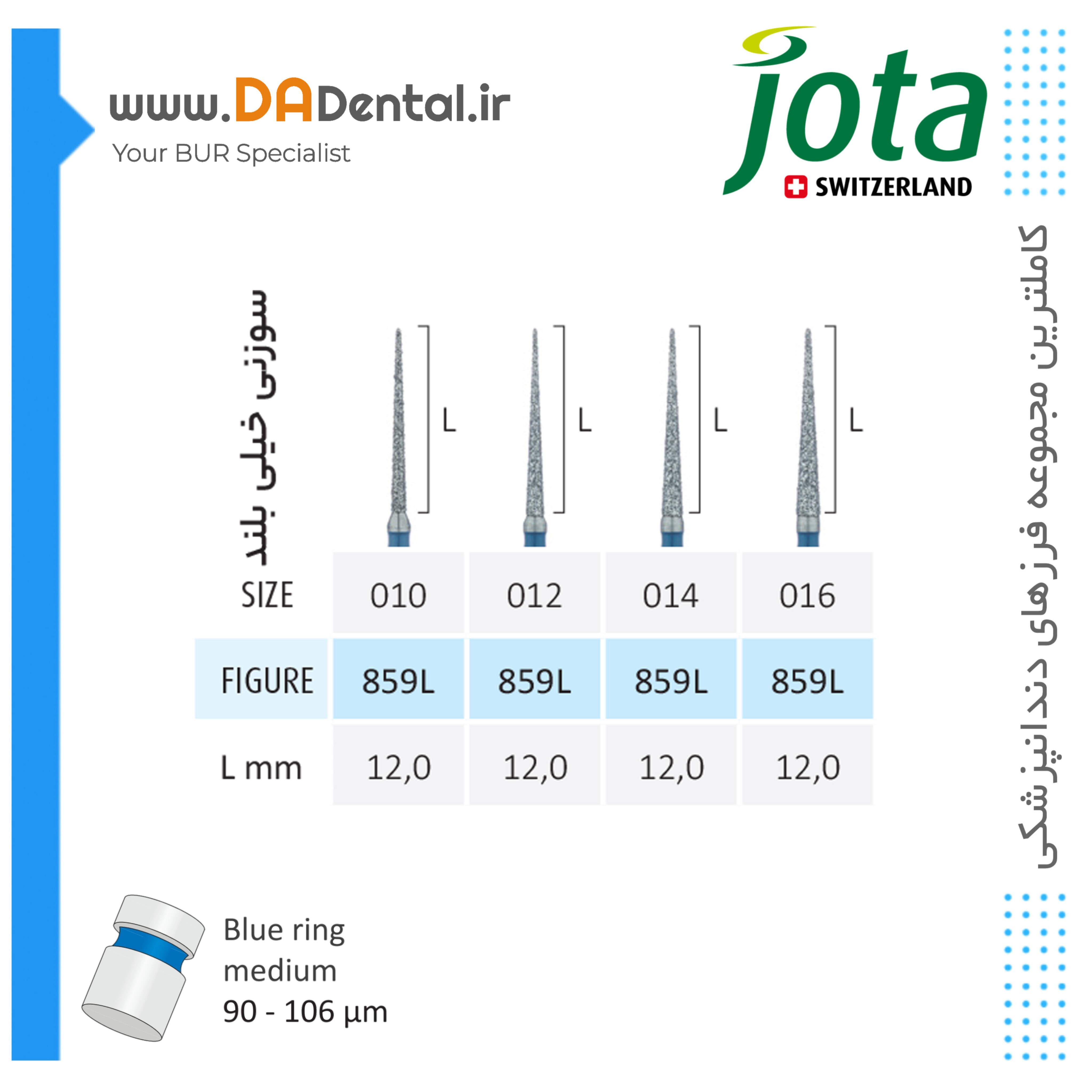 فرز نیدل خیلی بلند الماسی دور آبی جوتا JOTA کد 859L
