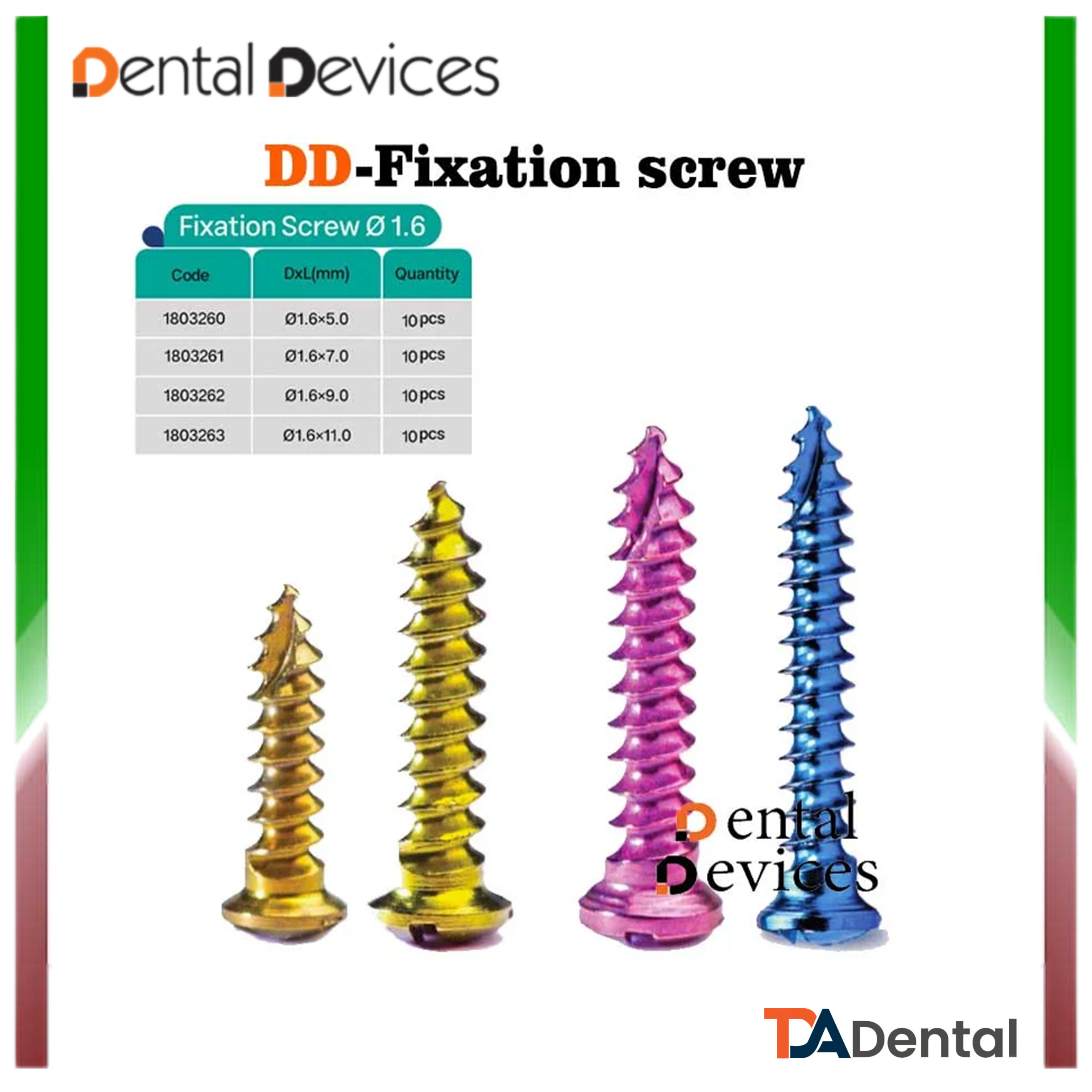فیکسیشن اسکرو(بسته 10عددی) دنتال دیوایس Dental Devices