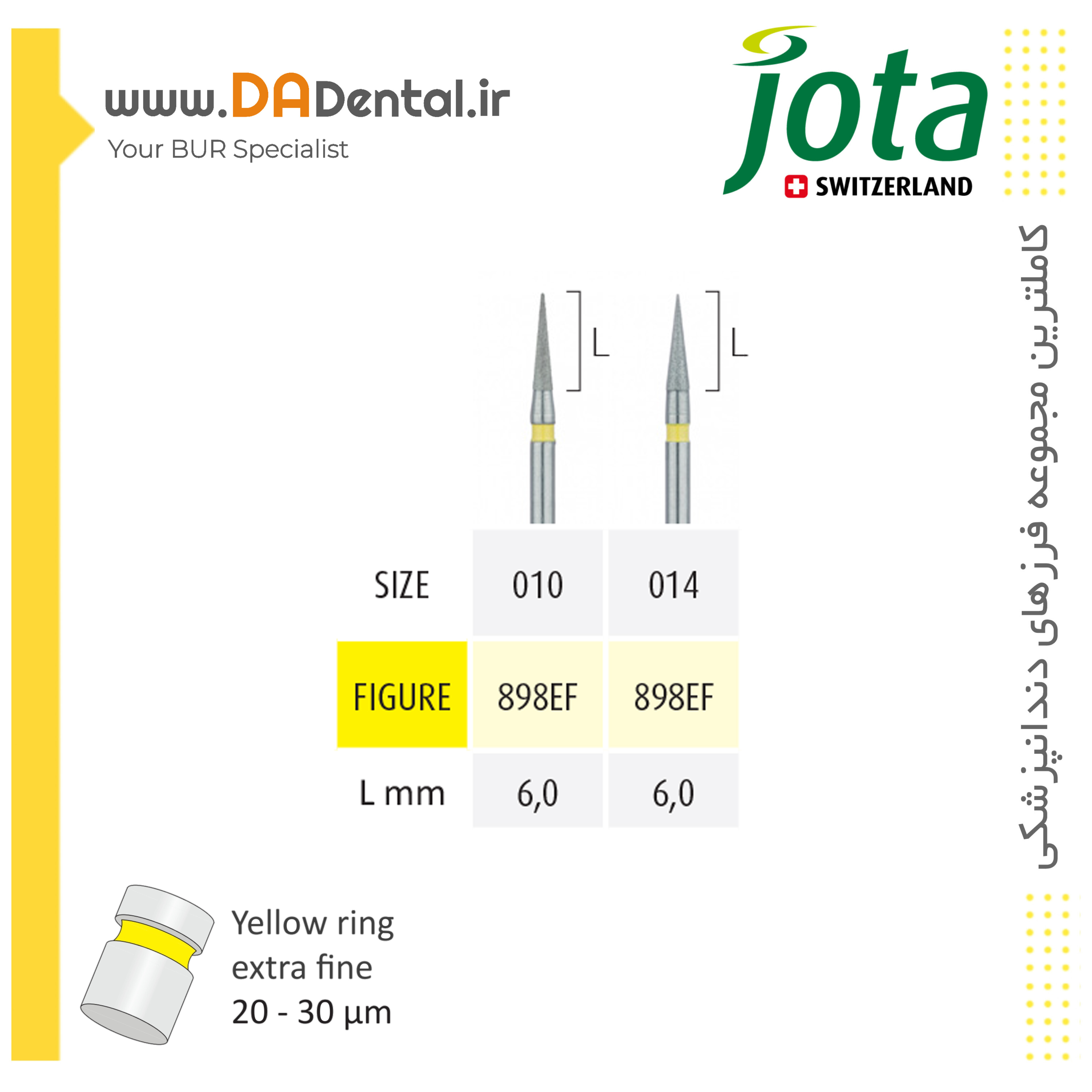 فرز نیدل کوتاه الماسی دور زرد جوتا JOTA کد EF898